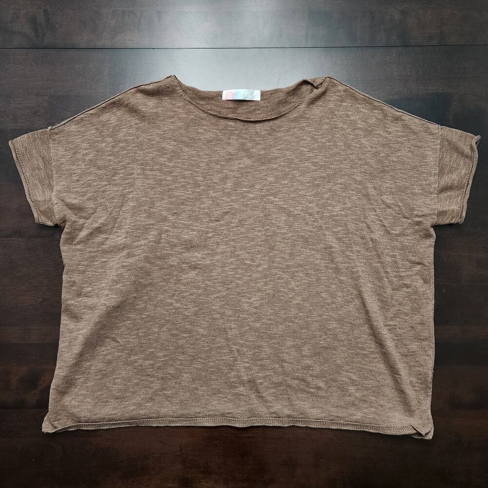 Free People Beach Linen Cotton Blend Short Sleeve Top Size Small
